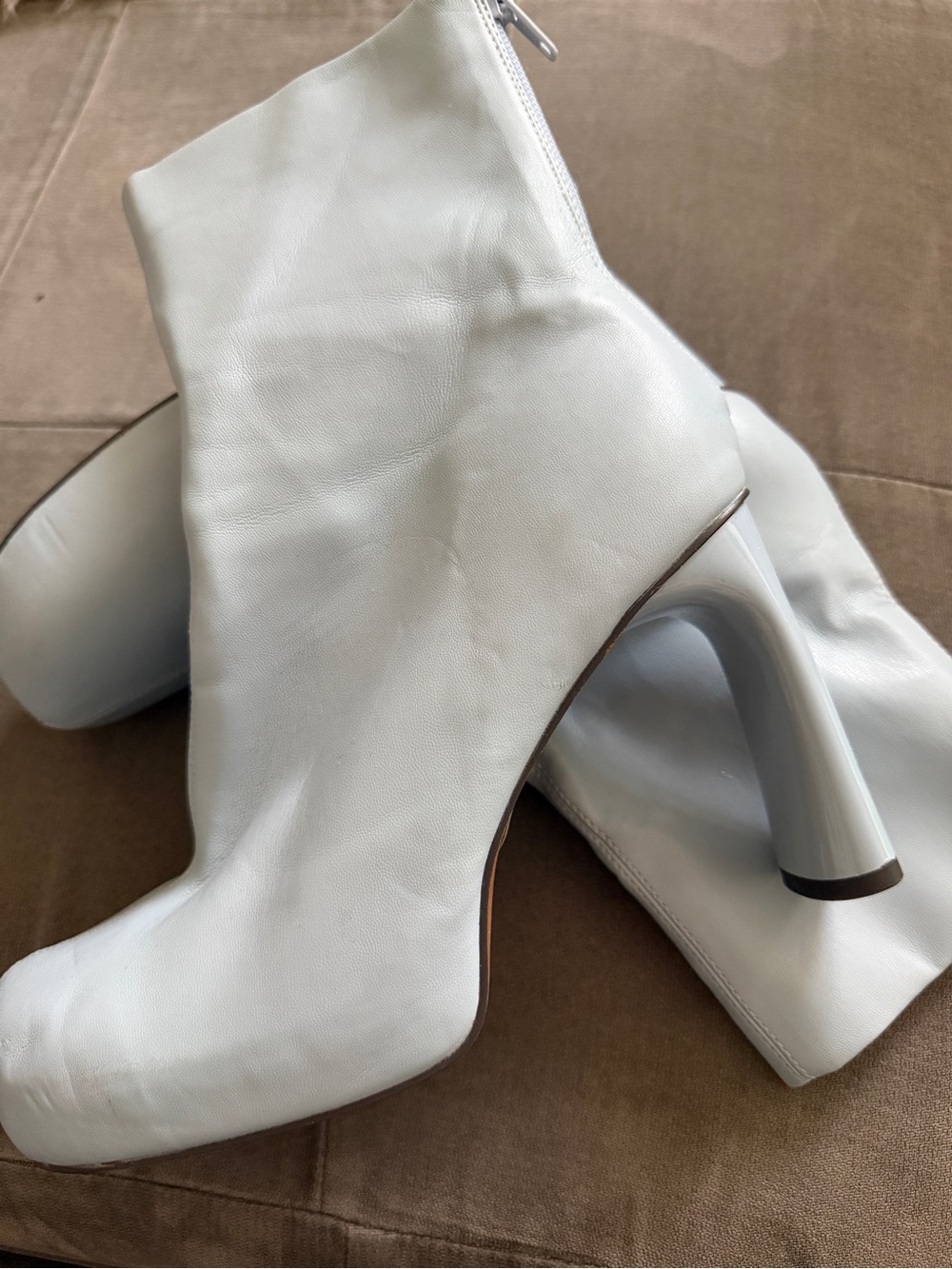SCHUTZ baby blue High-Heel Ankle Boots with Sculpted Block Heel